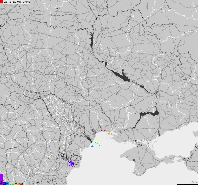 Map of lightnings Ukraine