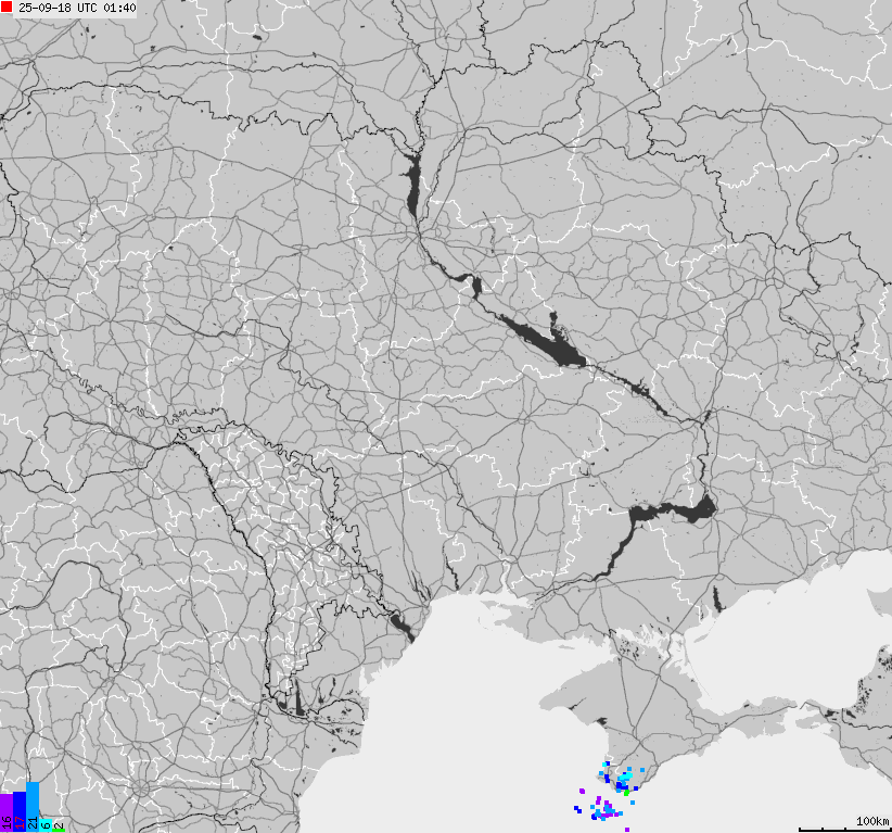 Map of lightnings Ukraine