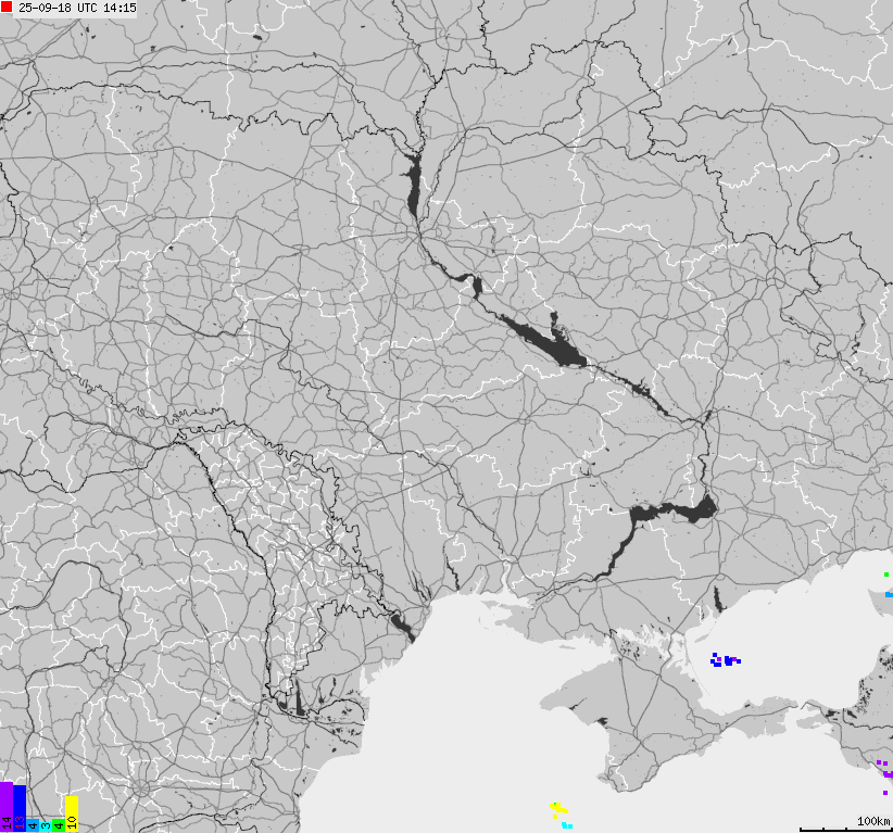 Mapa wyładowań atmosferycznych Ukrainy