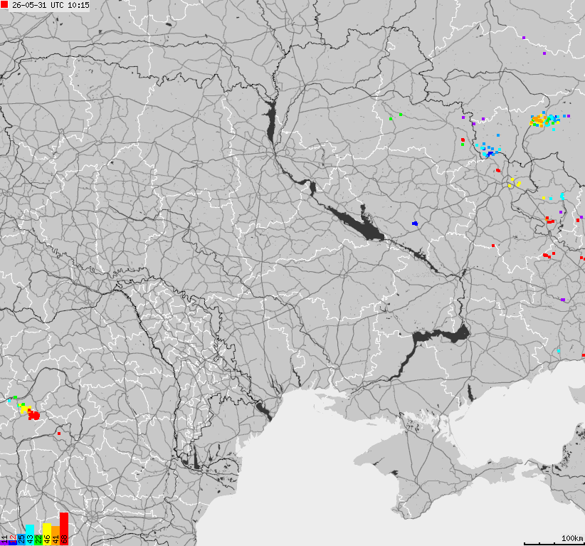 Map of lightnings Ukraine
