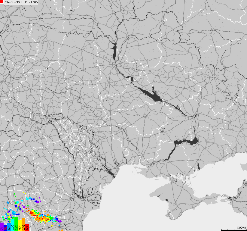 Map of lightnings Ukraine