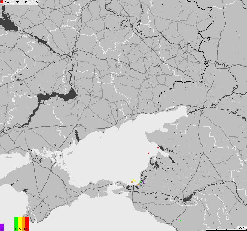 Mapa wyładowań atmosferycznych Ukrainy