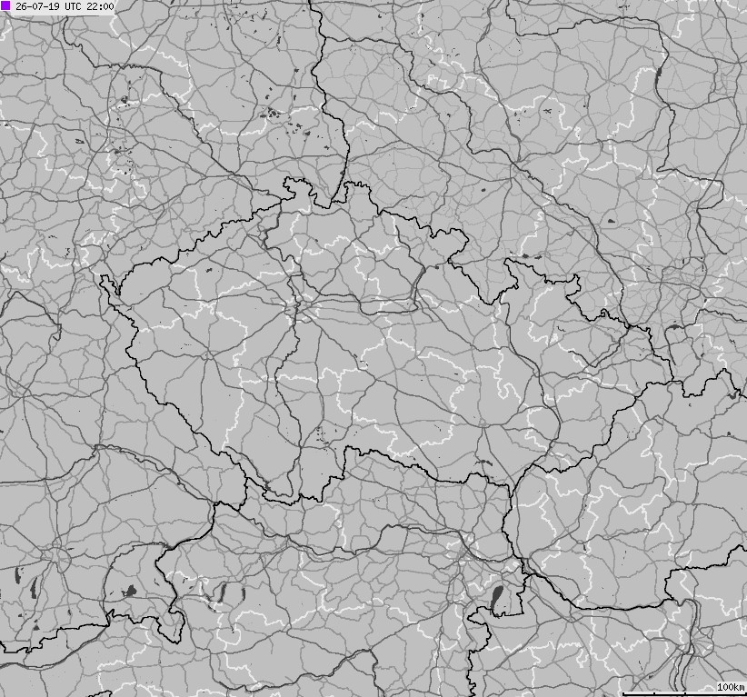 Mapa wyładowań atmosferycznych na obszarze Republiki Czeskiej