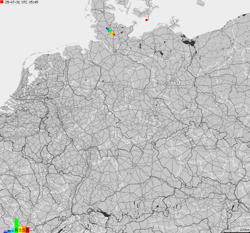 Map of lightnings across German