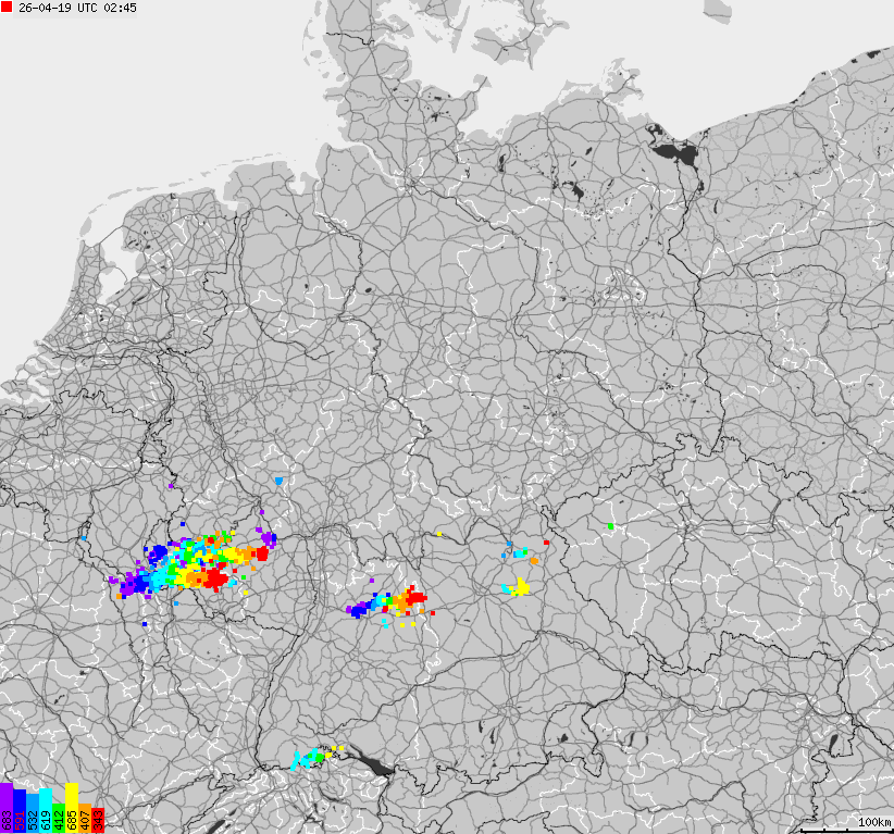 Map of lightnings across German