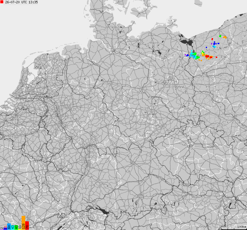 Map of lightnings across German