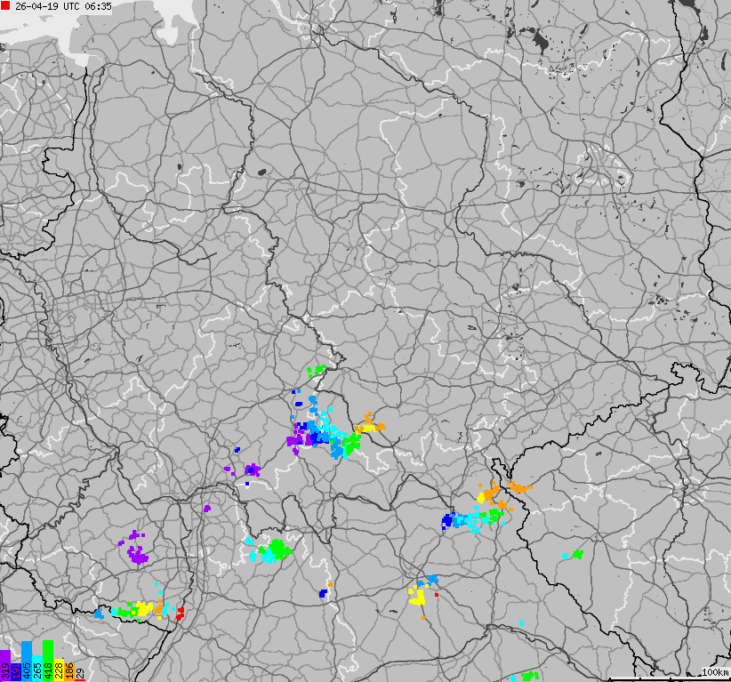 Mapa wyładowań atmosferycznych na obszarze Niemiec