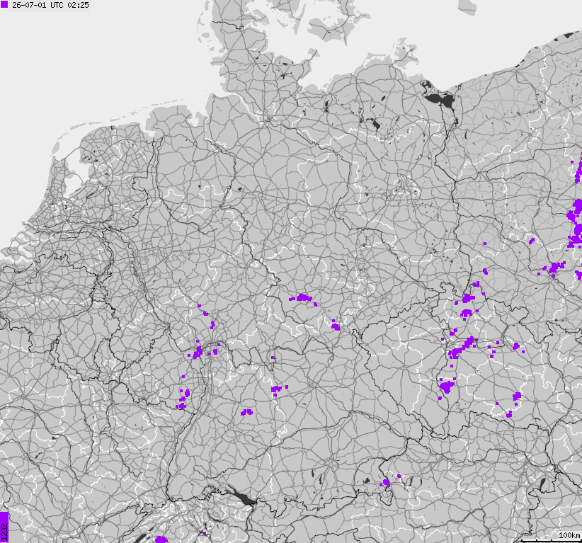 Map of lightnings across German