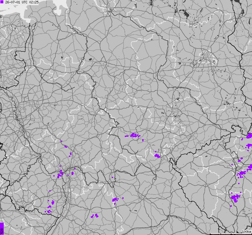 Map of lightnings across German