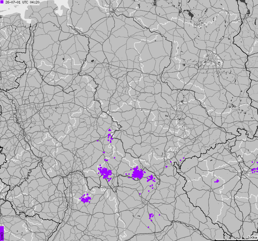 Map of lightnings across German