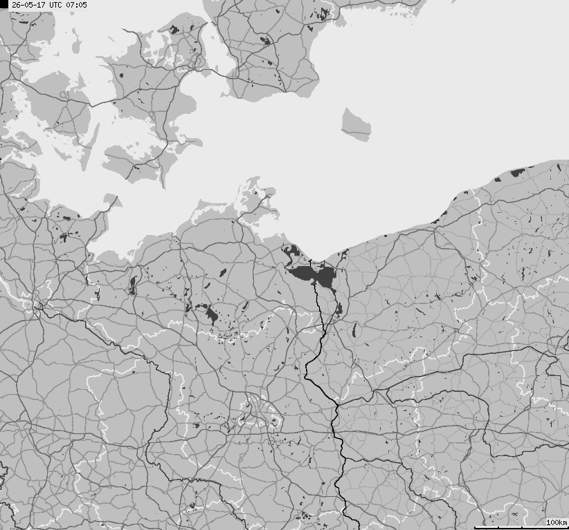 Mapa wyładowań atmosferycznych na obszarze Niemiec