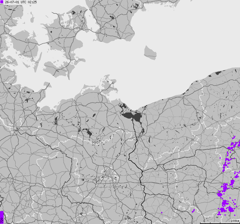 Map of lightnings across German