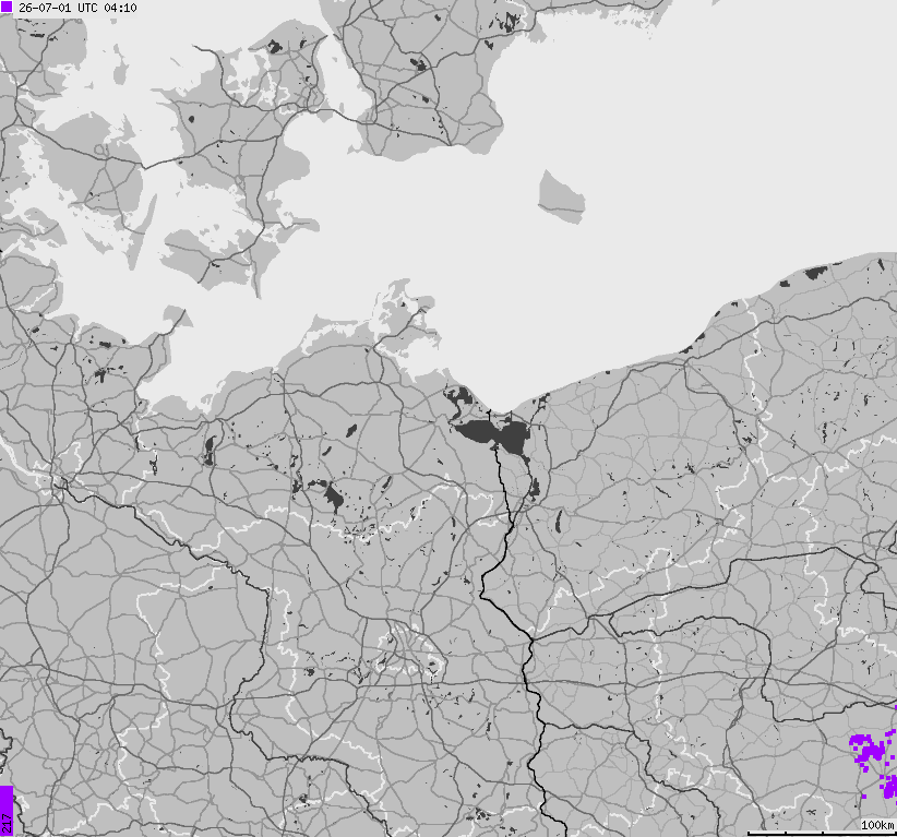 Map of lightnings across German