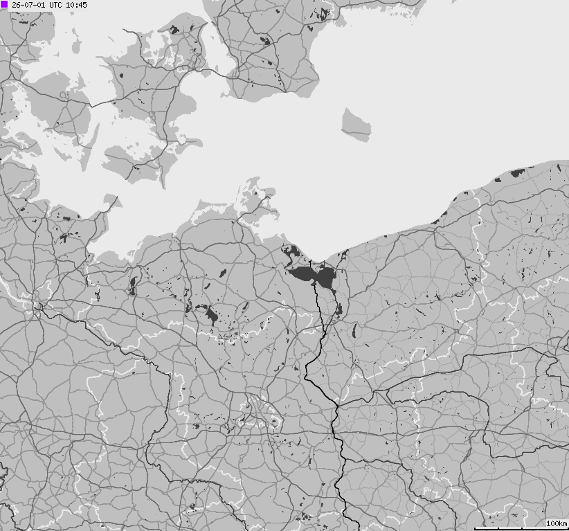 Mapa wyładowań atmosferycznych na obszarze Niemiec