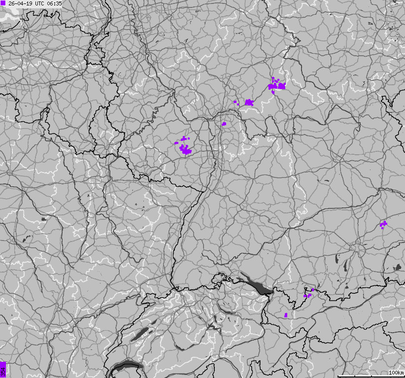 Map of lightnings across German