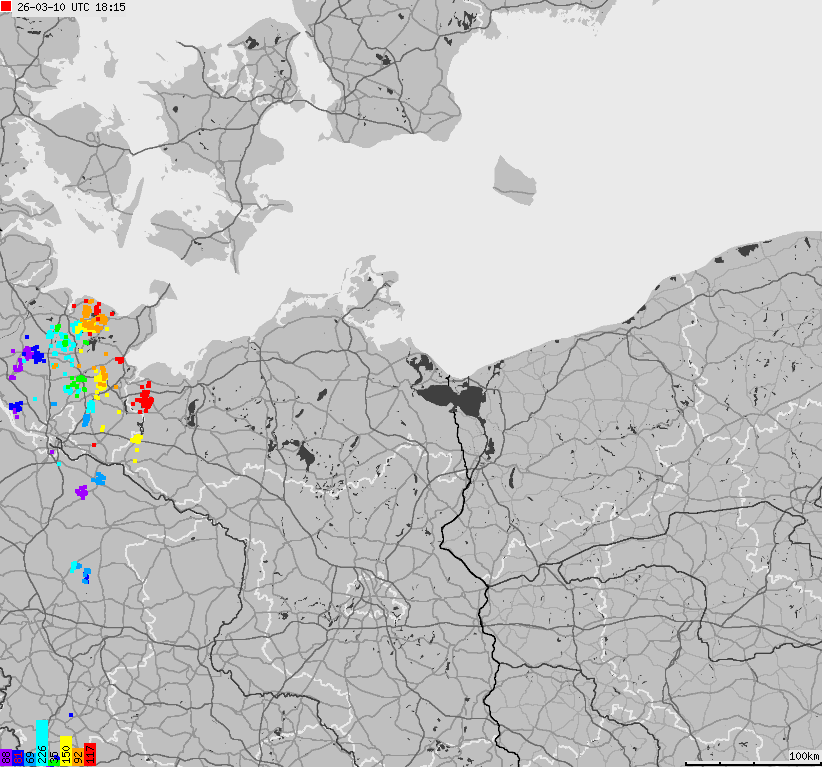 Map of lightnings across German