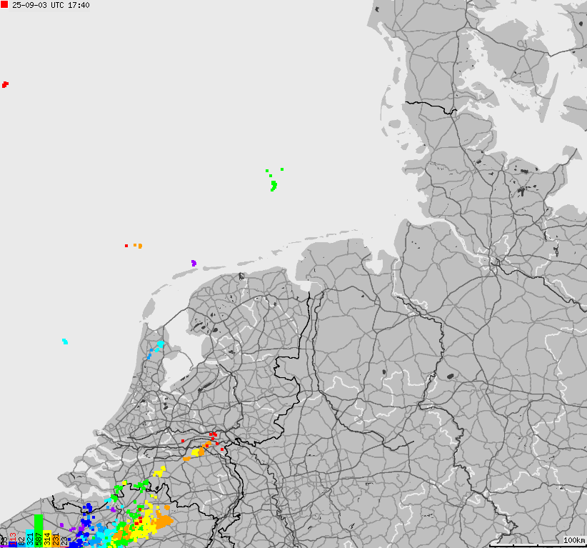 Map of lightnings across German