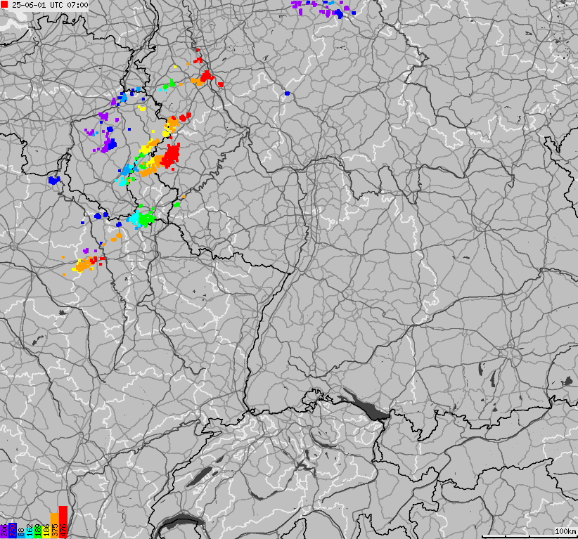 Map of lightnings across German