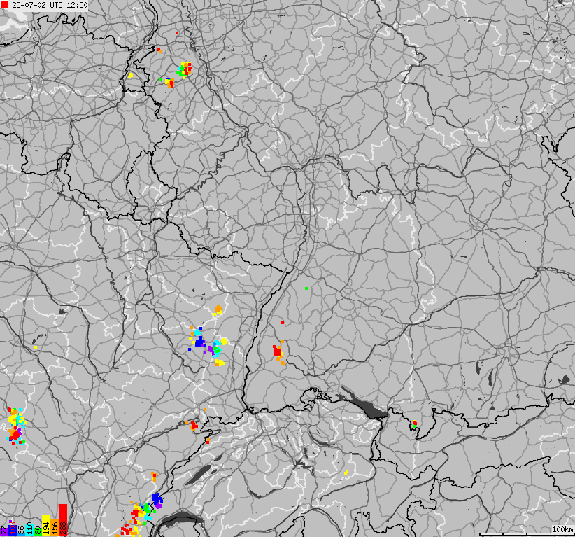Map of lightnings across German