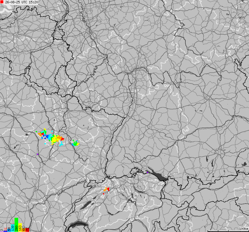 Mapa wyładowań atmosferycznych na obszarze Niemiec