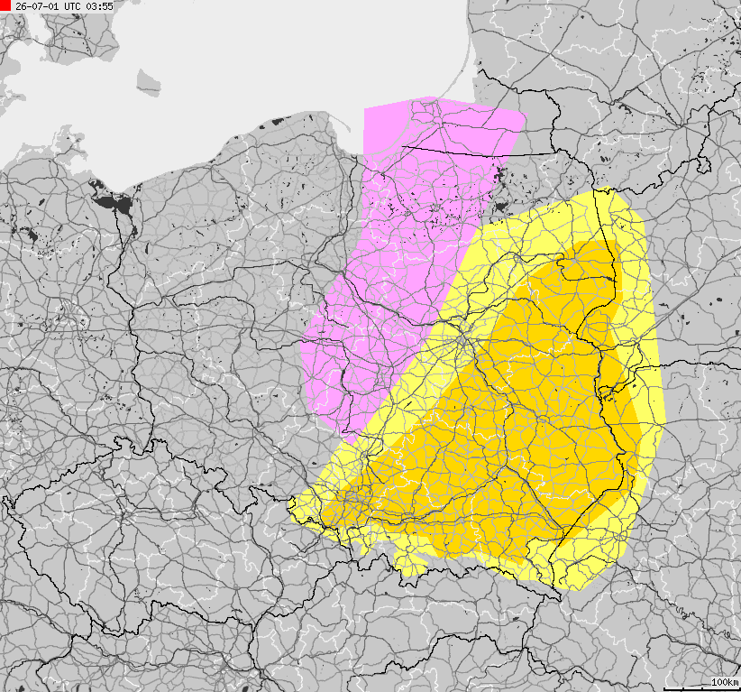Mapa zagrożeń pogodowych dla obszaru Polski